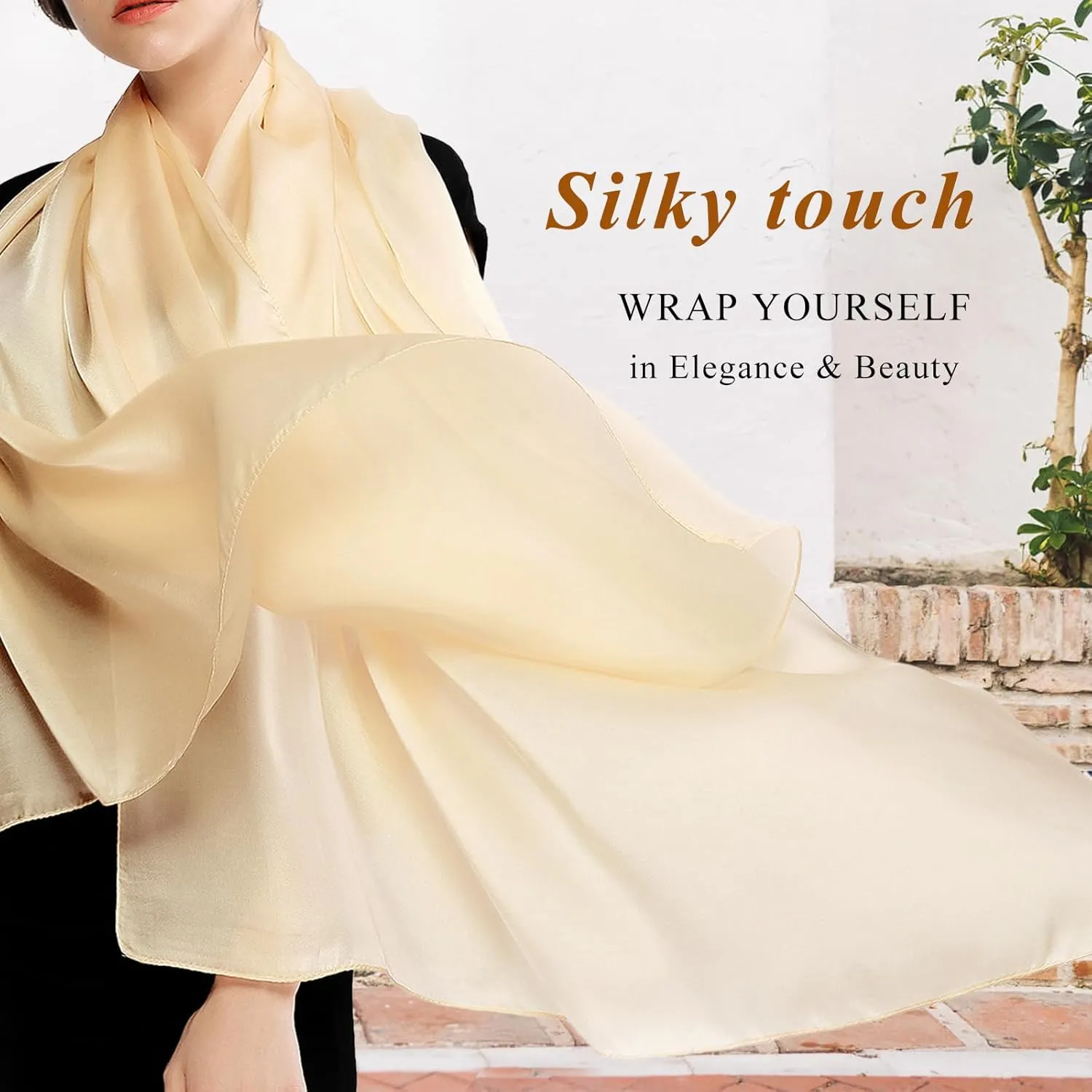 RIIQIICHY Women Shawls and Wraps for Evening Dresses Like Chiffon Silk Scarf Formal Silky Pashmina Shawls for Weddings