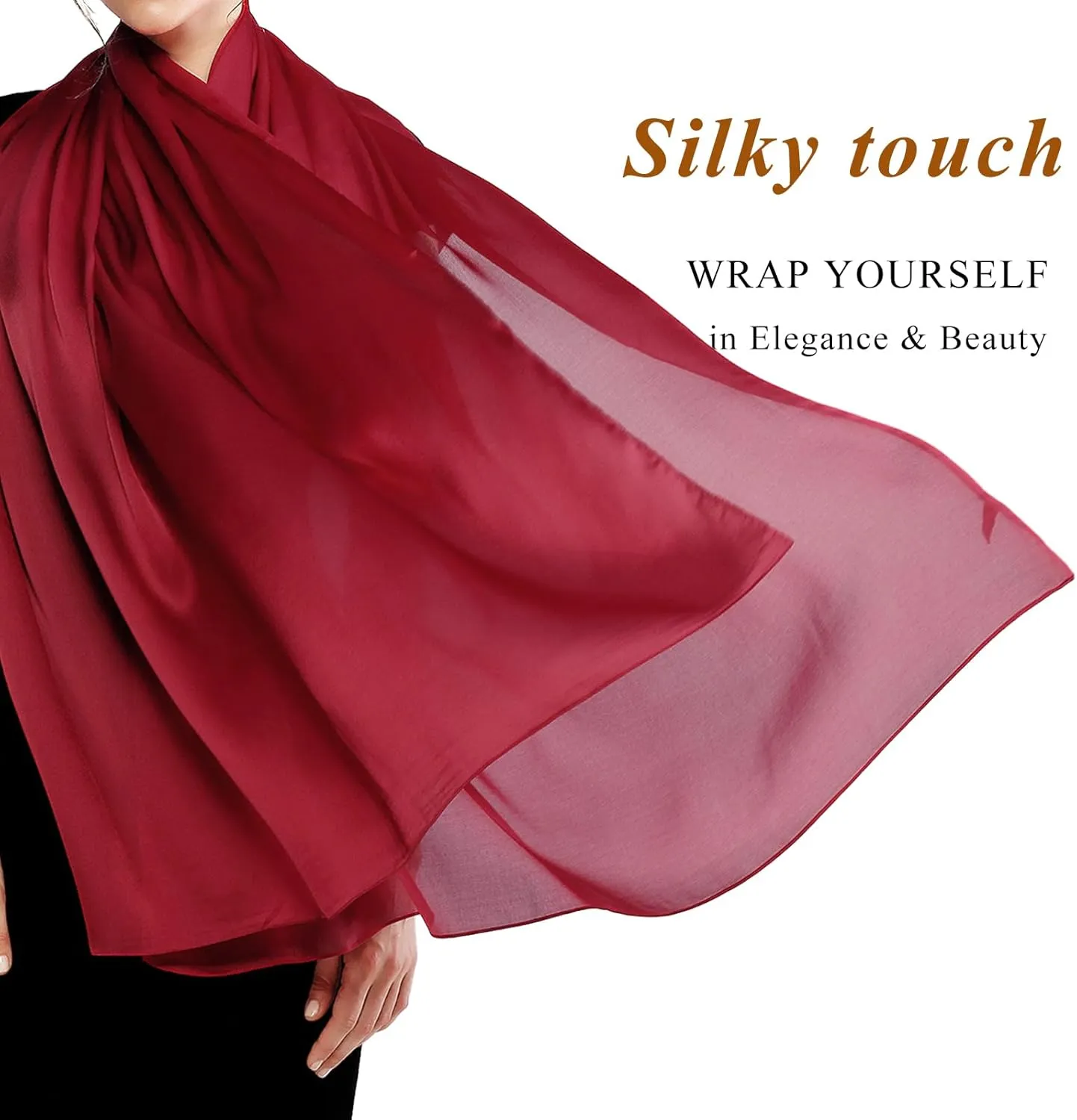 RIIQIICHY Women Shawls and Wraps for Evening Dresses Like Chiffon Silk Scarf Formal Silky Pashmina Shawls for Weddings