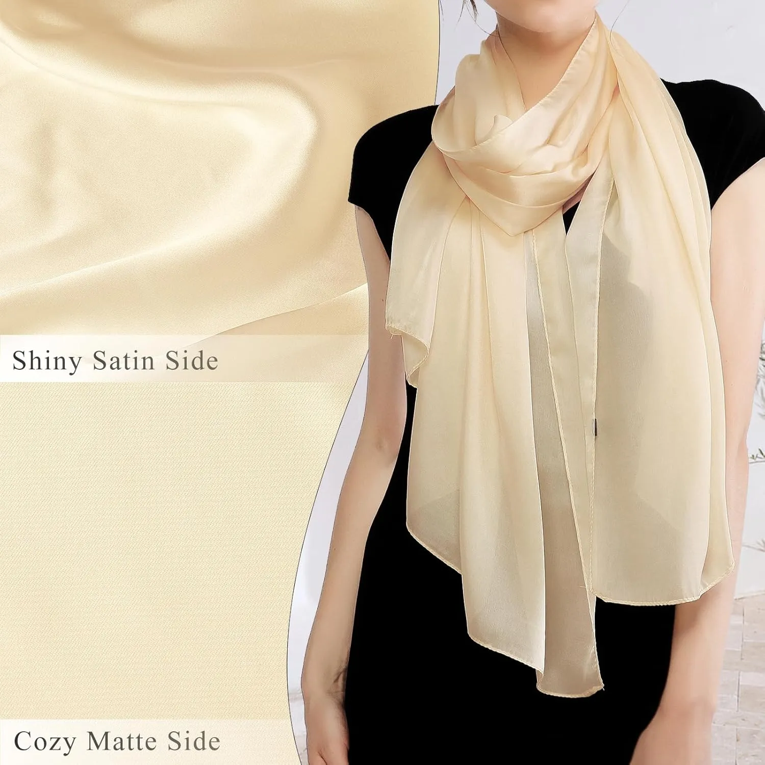 RIIQIICHY Women Shawls and Wraps for Evening Dresses Like Chiffon Silk Scarf Formal Silky Pashmina Shawls for Weddings