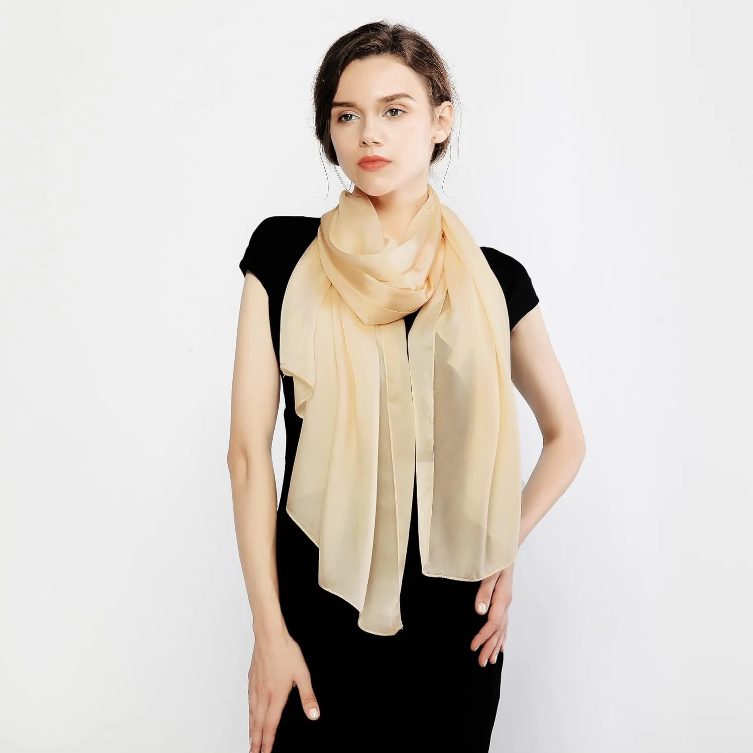 RIIQIICHY Women Shawls and Wraps for Evening Dresses Like Chiffon Silk Scarf Formal Silky Pashmina Shawls for Weddings