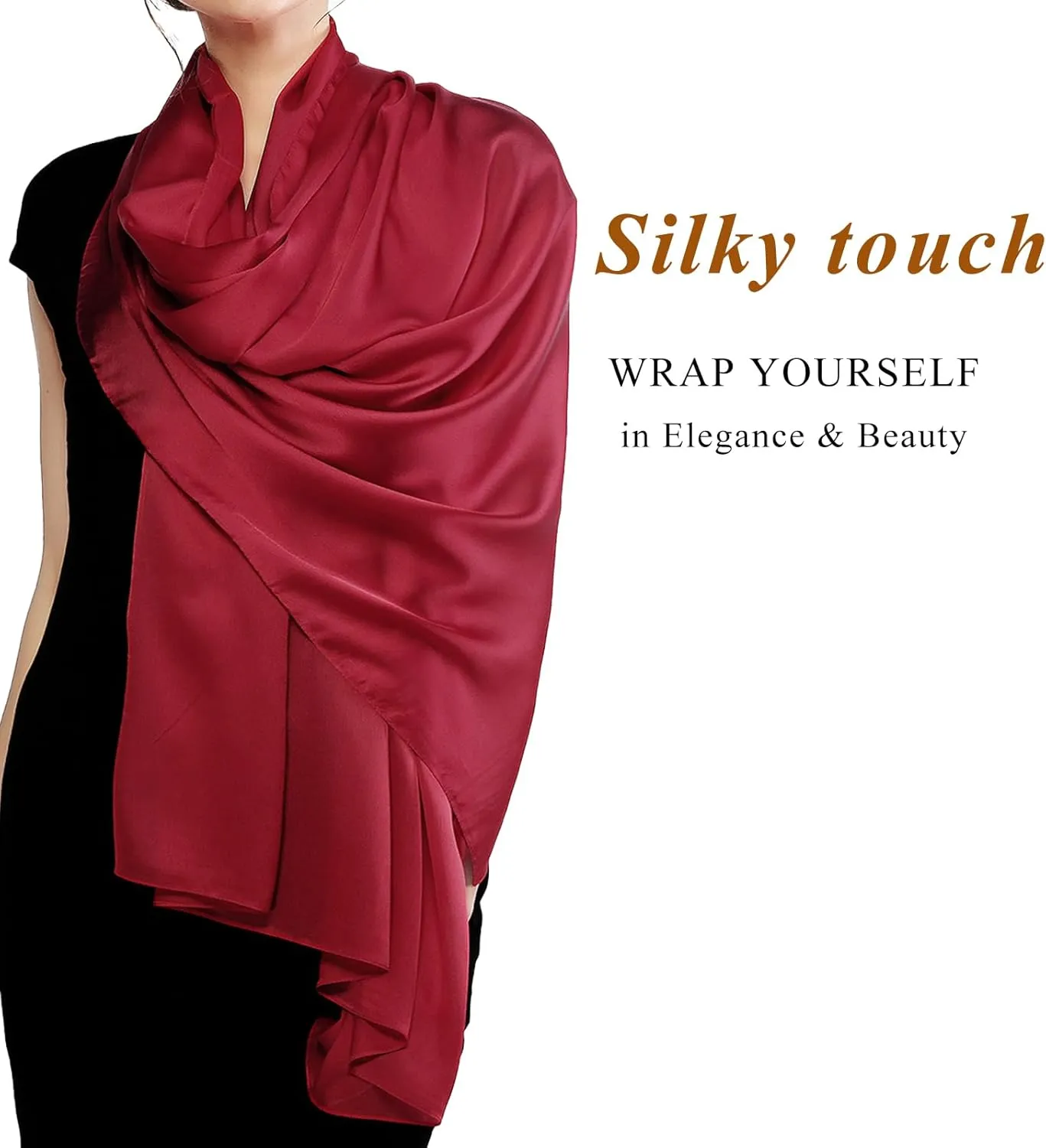 RIIQIICHY Women Shawls and Wraps for Evening Dresses Like Chiffon Silk Scarf Formal Silky Pashmina Shawls for Weddings