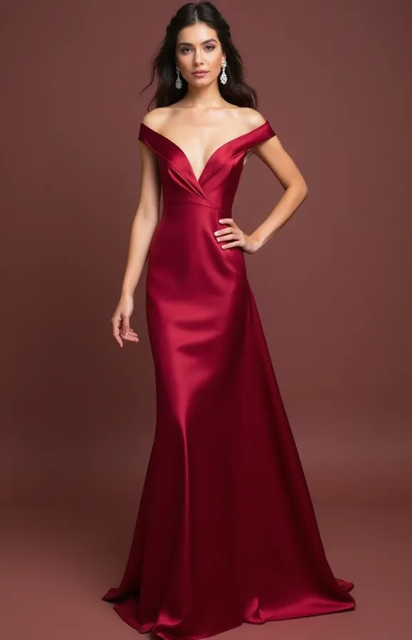 Romantic Red Evening Dress & Prom Dress with Floral Lace and Beaded Waist