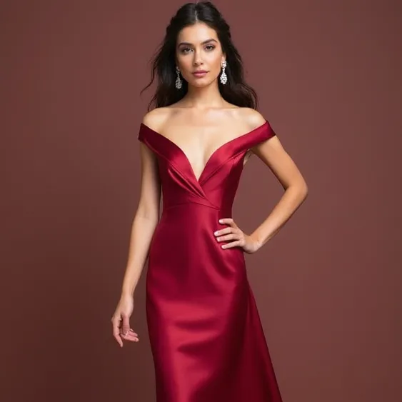 Romantic Red Evening Dress & Prom Dress with Floral Lace and Beaded Waist