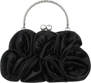 Rose Clutch Purse Small Flower Evening Bag Sweet Floral Wristlets Handbag for Wedding Party Prom