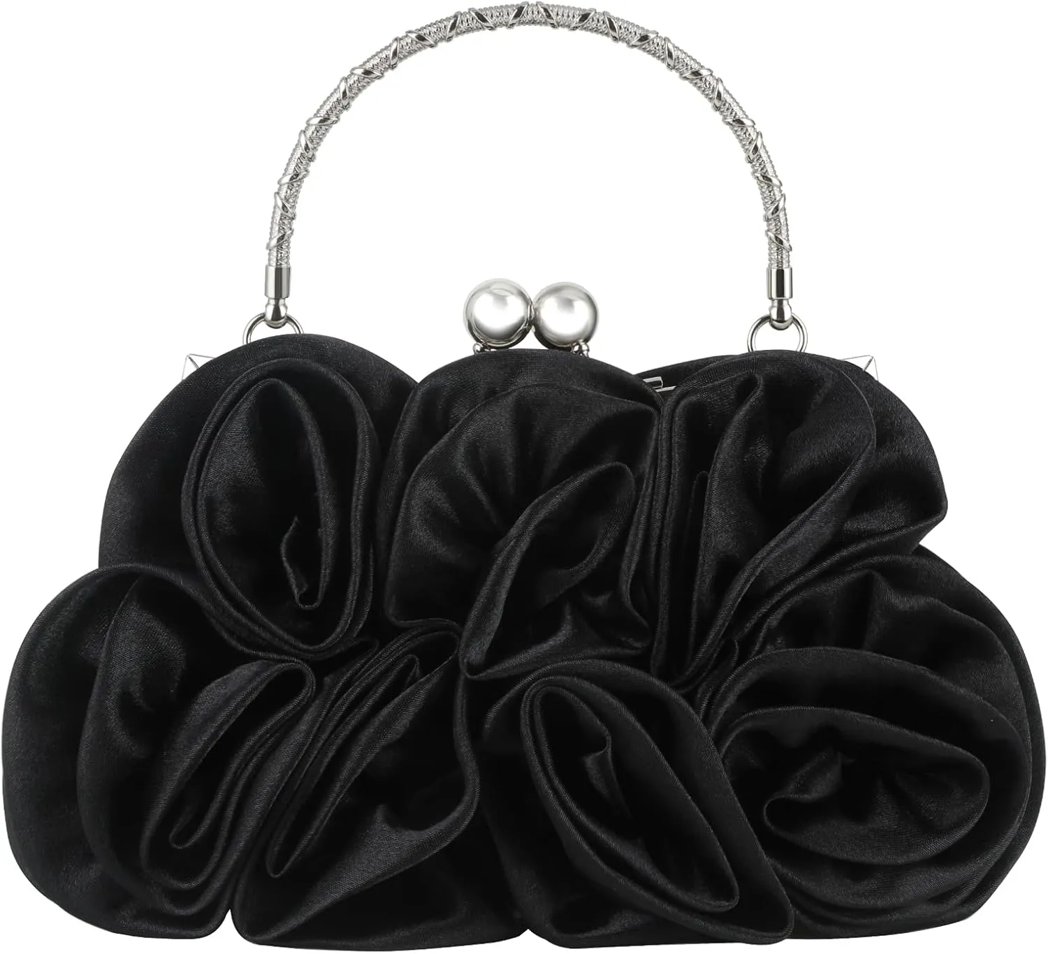 Rose Clutch Purse Small Flower Evening Bag Sweet Floral Wristlets Handbag for Wedding Party Prom