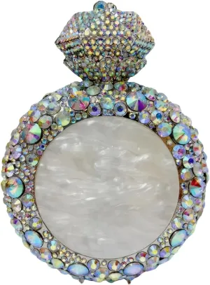 Round Crystal Perfume Bottle for Women Bling Rhinestone Disco Shoulder Bag Chic Wedding Guest Evening Bag