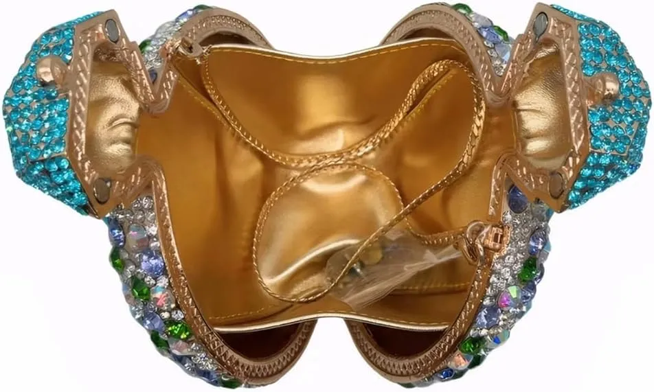 Round Crystal Perfume Bottle for Women Bling Rhinestone Disco Shoulder Bag Chic Wedding Guest Evening Bag
