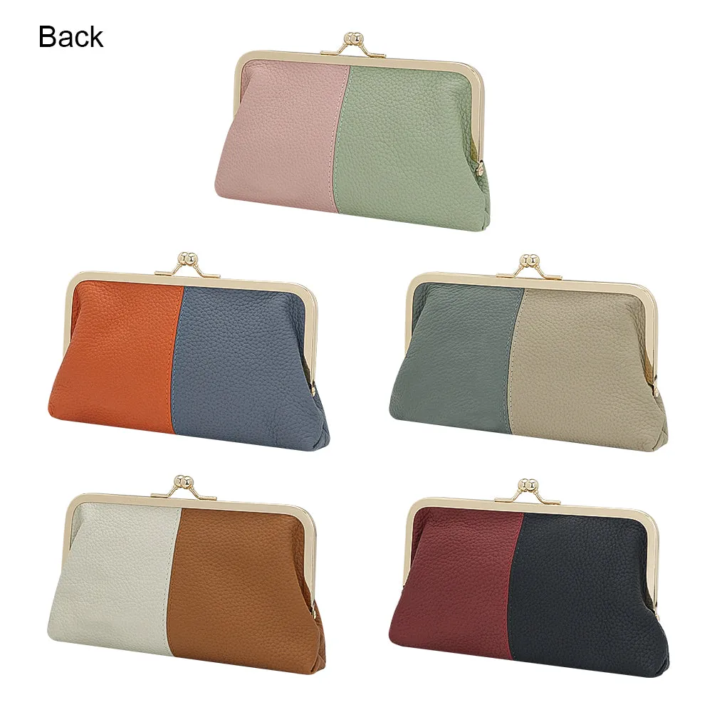 Royal Bagger Contrast Clutch Purses for Women, Genuine Leather Evening Bag with Kiss Lock, Multi Layer Mobile Phone Wallet 1946