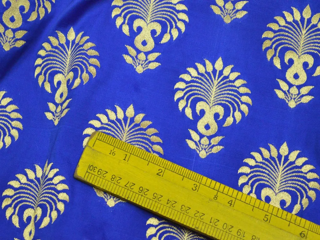 Royal Blue Banarasi Costumes Brocade by the Yard Fabric Wedding Dresses Indian Blended Silk Woman Blouses Home Decor Curtains Table Clothes