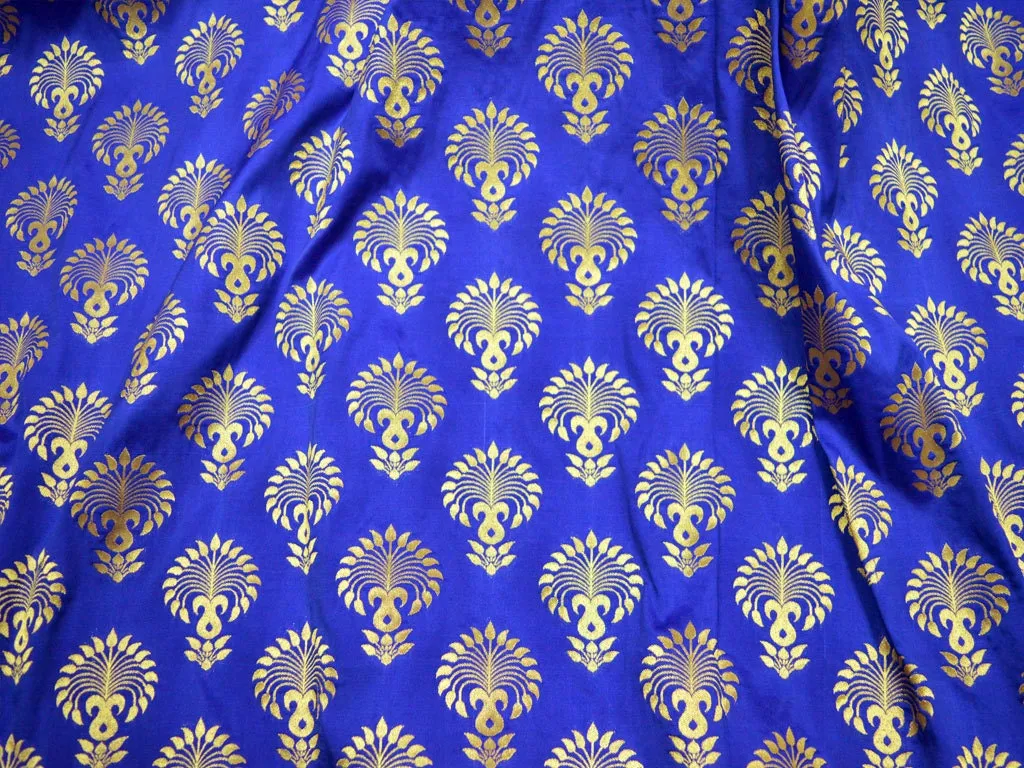 Royal Blue Banarasi Costumes Brocade by the Yard Fabric Wedding Dresses Indian Blended Silk Woman Blouses Home Decor Curtains Table Clothes