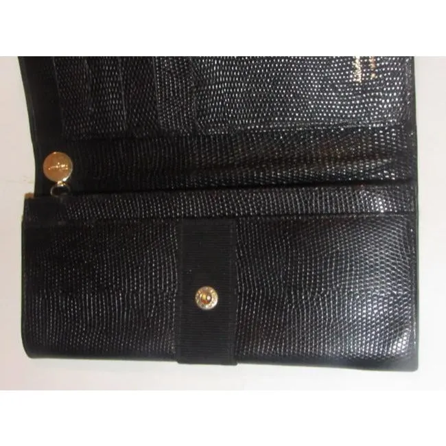 Salvatore Ferragamo Black Textured Leather Vintage Wallet