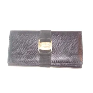 Salvatore Ferragamo Black Textured Leather Vintage Wallet