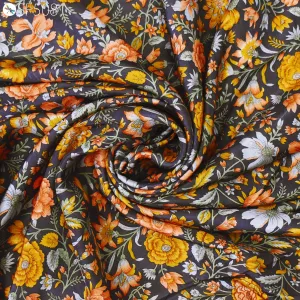 Saree Making Floral Habotai Silk Soft Pure Flowy Printed Silk Fabric by yard Saree Fabric Wedding Dresses Bridesmaid Costumes Sewing Scarf