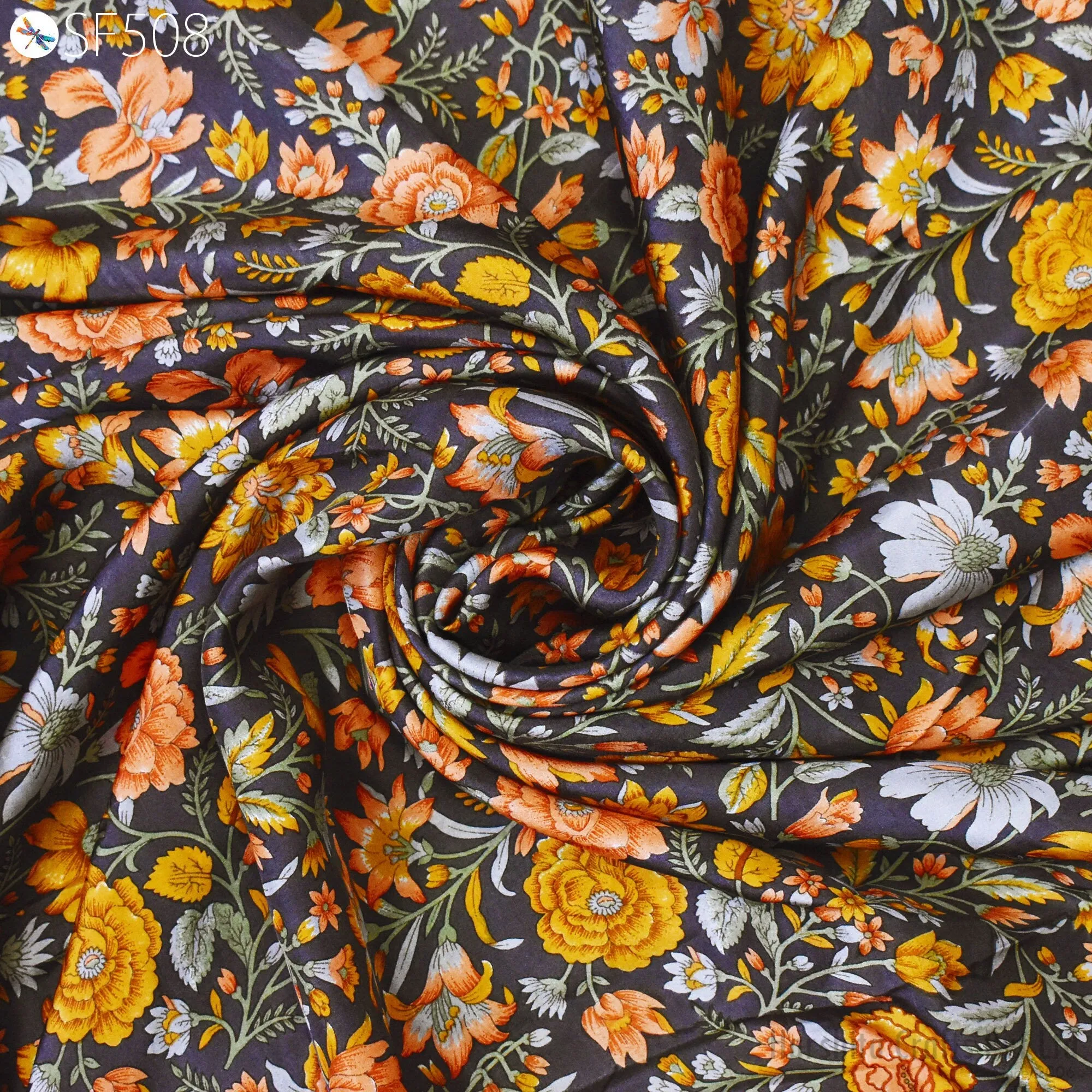 Saree Making Floral Habotai Silk Soft Pure Flowy Printed Silk Fabric by yard Saree Fabric Wedding Dresses Bridesmaid Costumes Sewing Scarf