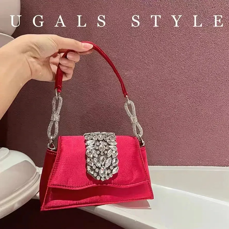 Satin Diamond Evening Bag