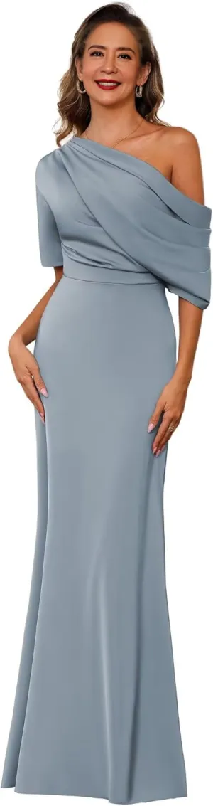 Satin Mother of The Bride Dresses for Women 2025 Mermaid One Shoulder Mother of The Groom Formal Evening Gowns