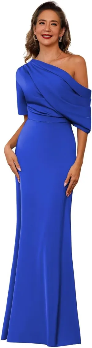Satin Mother of The Bride Dresses for Women 2025 Mermaid One Shoulder Mother of The Groom Formal Evening Gowns