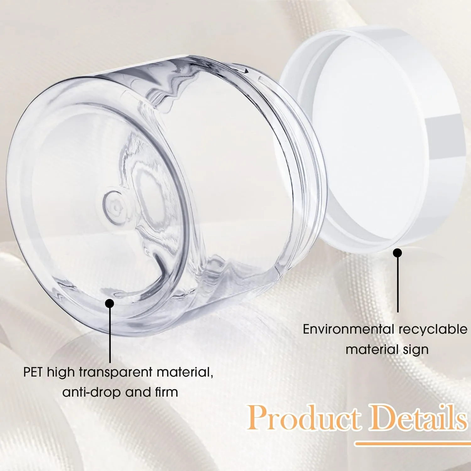 SATINIOR 500 Pcs Plastic Jars Bulk Empty Cosmetic Container Jars with Lids Leak Proof Round Clear Makeup Sample Containers for Creams Lotions Eye Shadow Makeup Products(White Lids,2 oz)