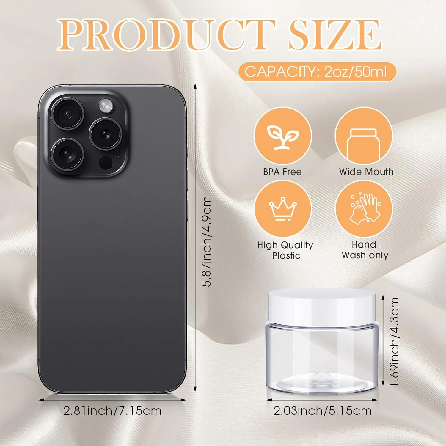 SATINIOR 500 Pcs Plastic Jars Bulk Empty Cosmetic Container Jars with Lids Leak Proof Round Clear Makeup Sample Containers for Creams Lotions Eye Shadow Makeup Products(White Lids,2 oz)