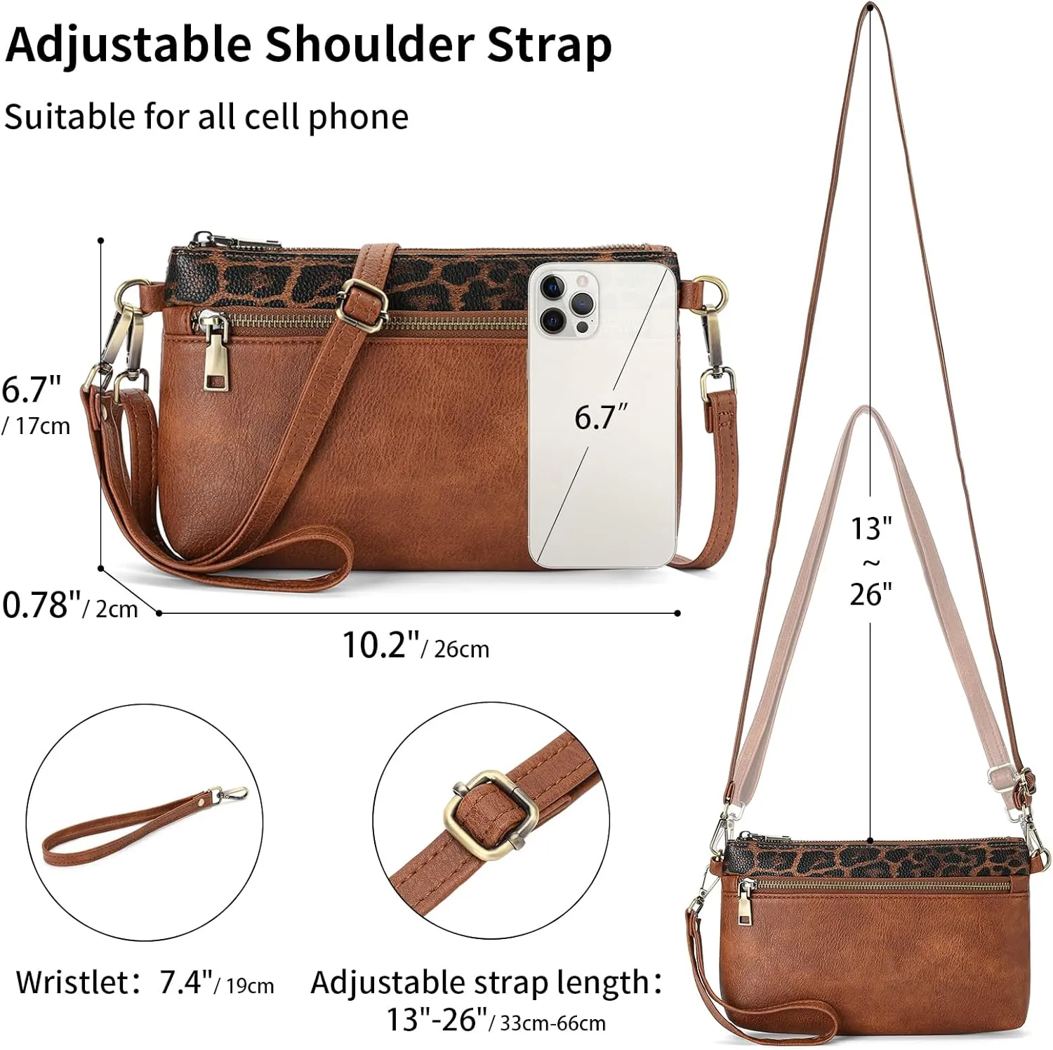 SENDEFN Leather Crossbody Bag for Women Small Clutch Purses Crossbody Shoulder Handbag Wallet Purses RIFD Card Slots