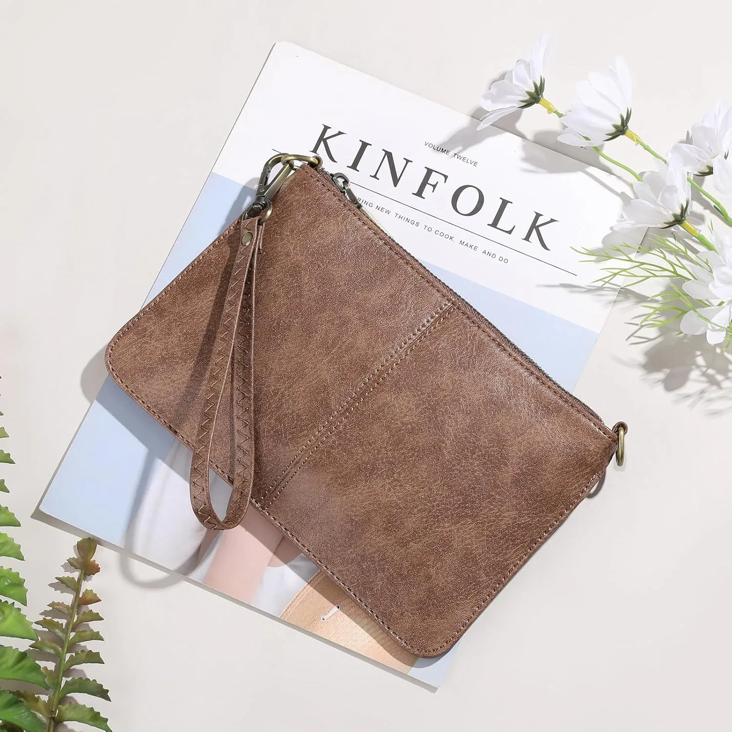 SENDEFN Leather Wristlet Clutch Small Women Crossbody Shoulder Bag Wallet Purses RIFD Card Slots