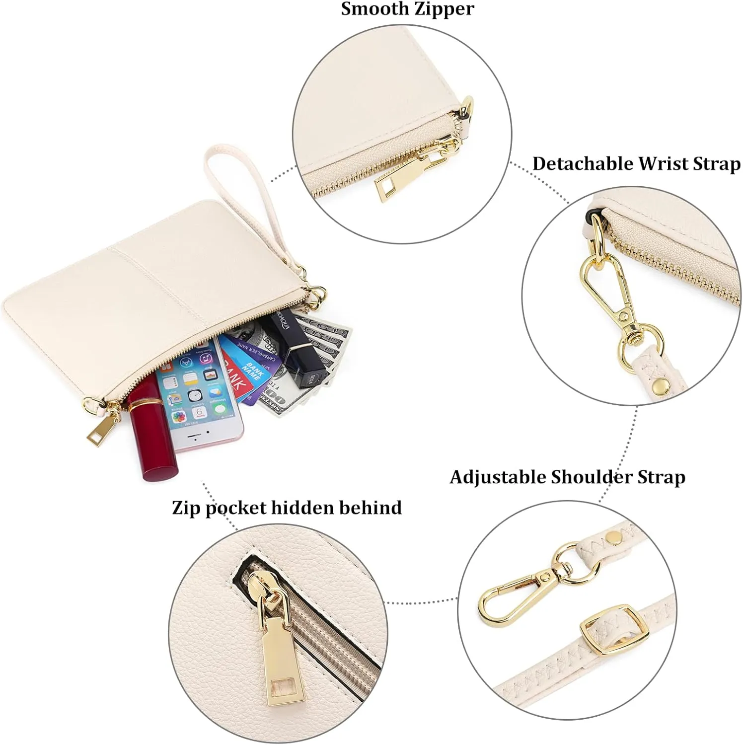 SENDEFN Leather Wristlet Clutch Small Women Crossbody Shoulder Bag Wallet Purses RIFD Card Slots