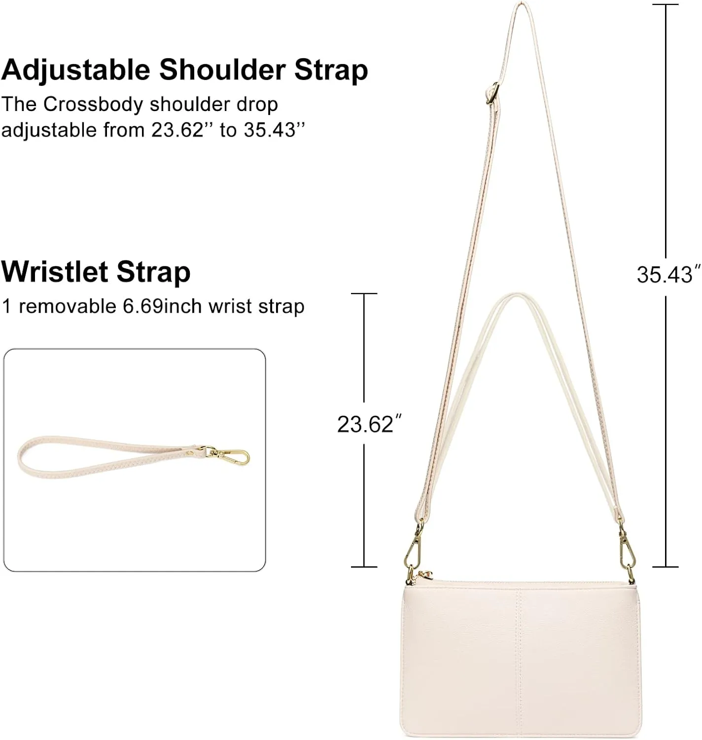 SENDEFN Leather Wristlet Clutch Small Women Crossbody Shoulder Bag Wallet Purses RIFD Card Slots
