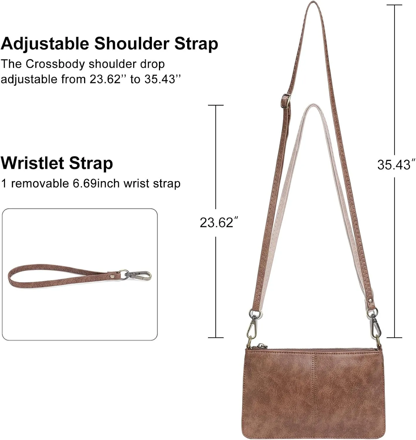 SENDEFN Leather Wristlet Clutch Small Women Crossbody Shoulder Bag Wallet Purses RIFD Card Slots