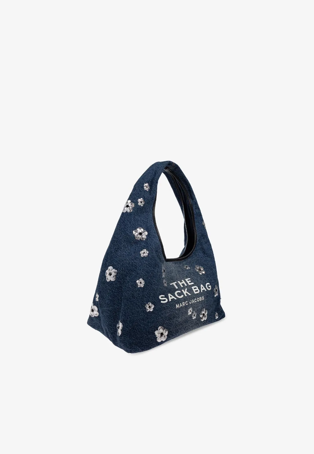 Sequin Daisy Denim Sack Bag