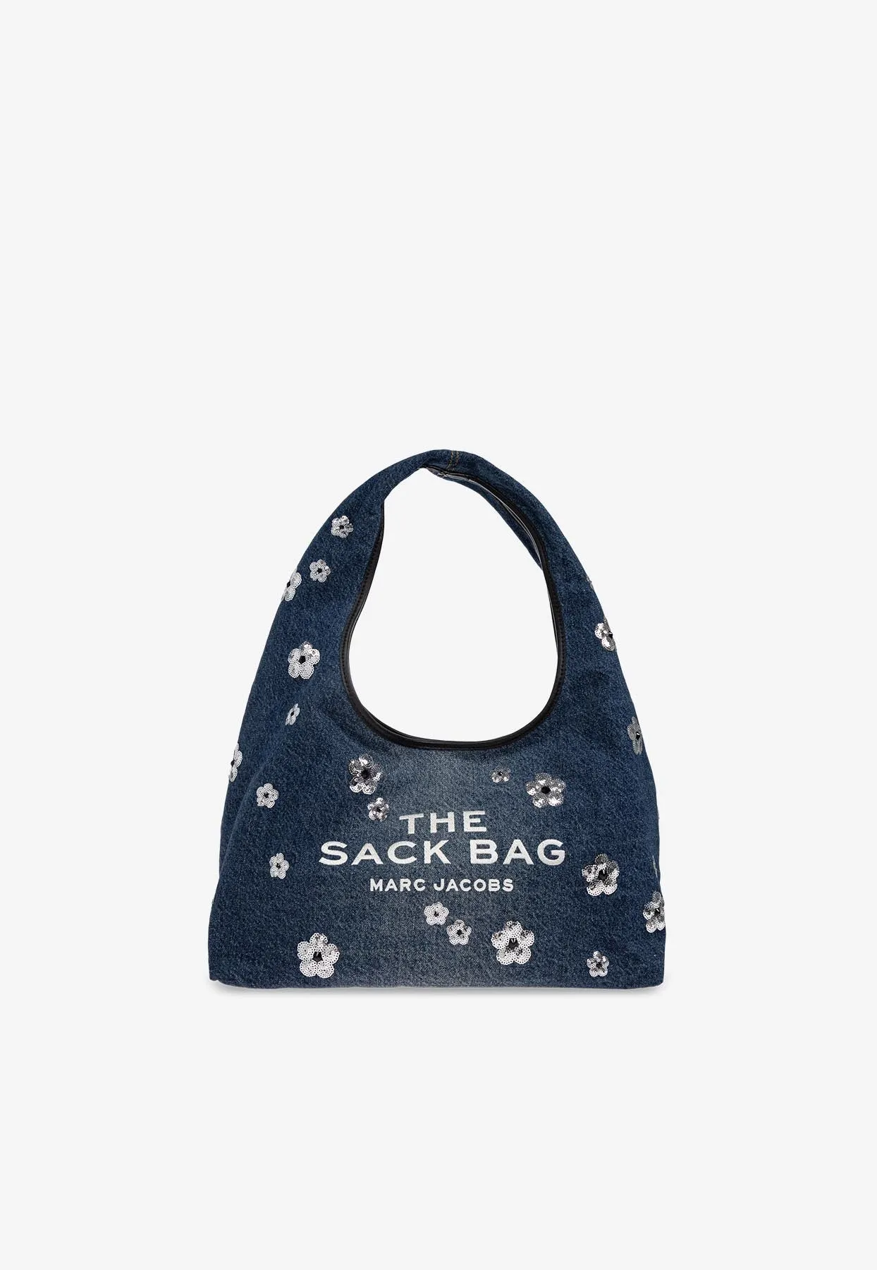 Sequin Daisy Denim Sack Bag