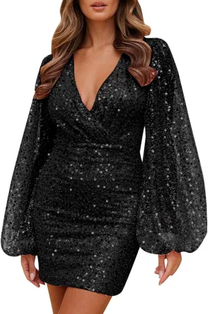 Sequin Dress for Women Cocktail Dress Sequin Dresses Silver and Black Dress Glittery Dress for Women