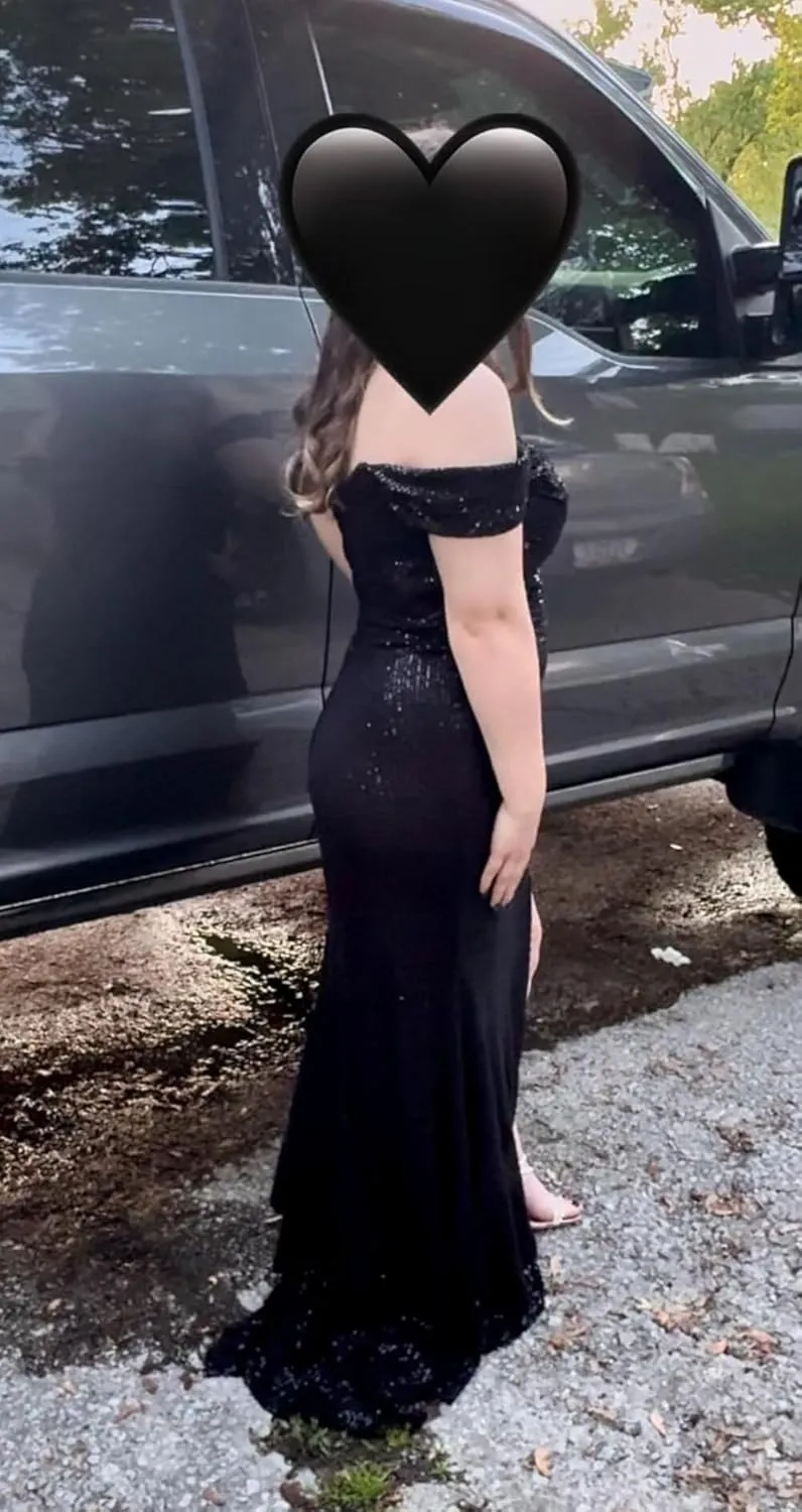Sevintage Sequin Mermaid Prom Dress for Women Long Off Shoulder Sparkly Bridesmaid Dresses Slit Formal Gown