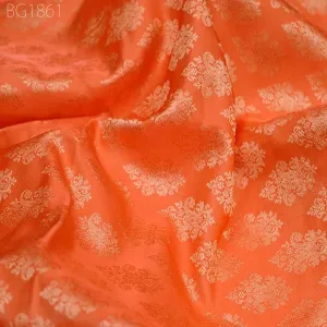 Sewing Crafting Orange Jacquard Brocade Fabric By The Yard  Vest Jacket Silk Wedding Dress Bridesmaid  Costume Floral Valance Drapes Skirts