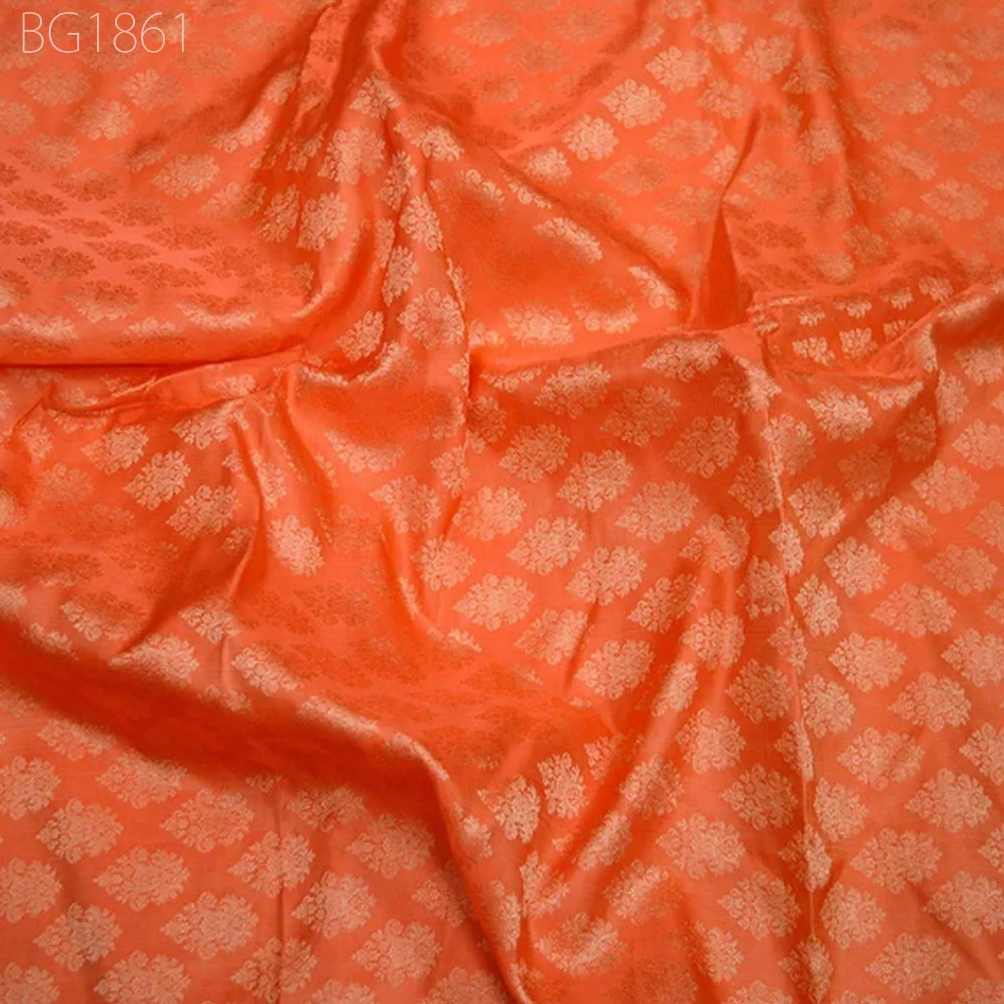Sewing Crafting Orange Jacquard Brocade Fabric By The Yard  Vest Jacket Silk Wedding Dress Bridesmaid  Costume Floral Valance Drapes Skirts