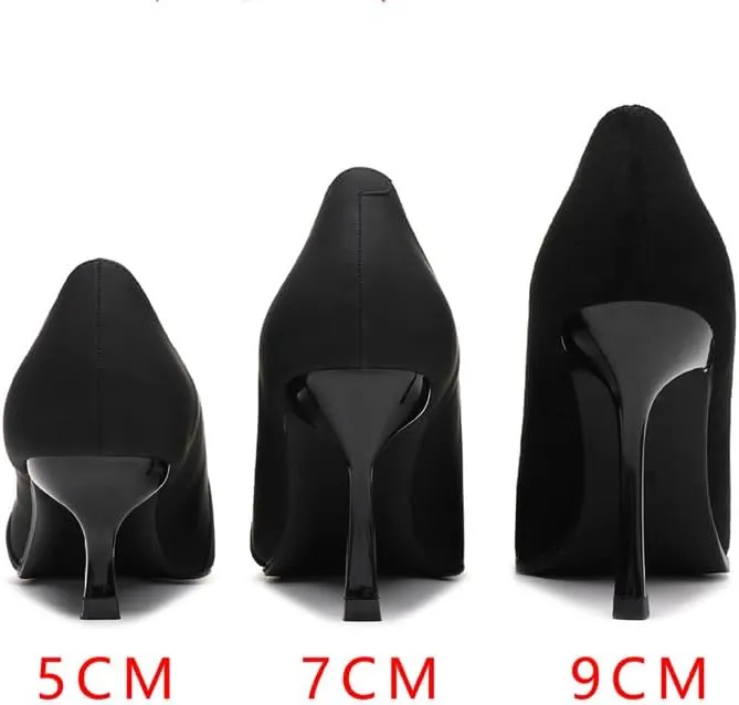 Sharp Head Chunky Hollow High Heels with Sweet Satin Pearl Buckle with 5cm/1.97in High Heel Shoes