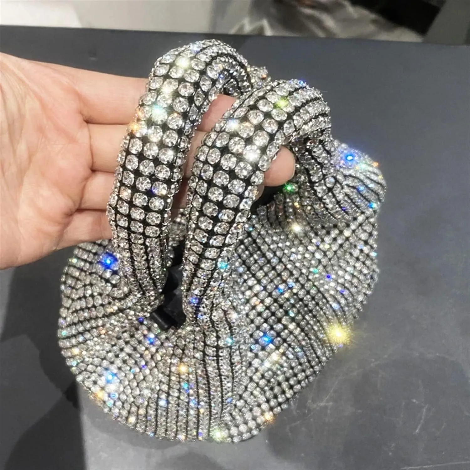 Shiny Crystal Clutch Purse Bucket Shoulder Bag Rhinestone Handmade Purses and Handbags Luxury Designer
