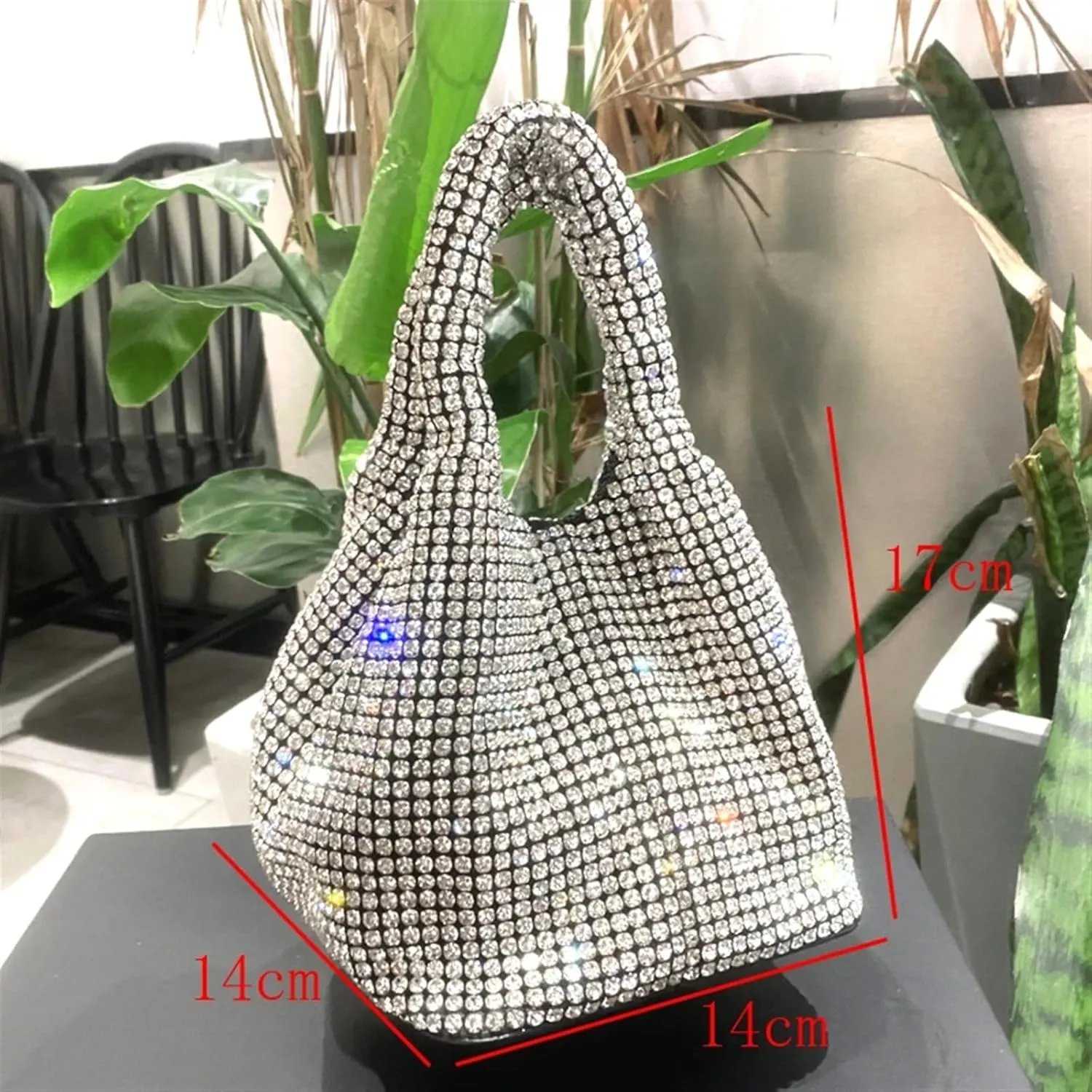 Shiny Crystal Clutch Purse Bucket Shoulder Bag Rhinestone Handmade Purses and Handbags Luxury Designer