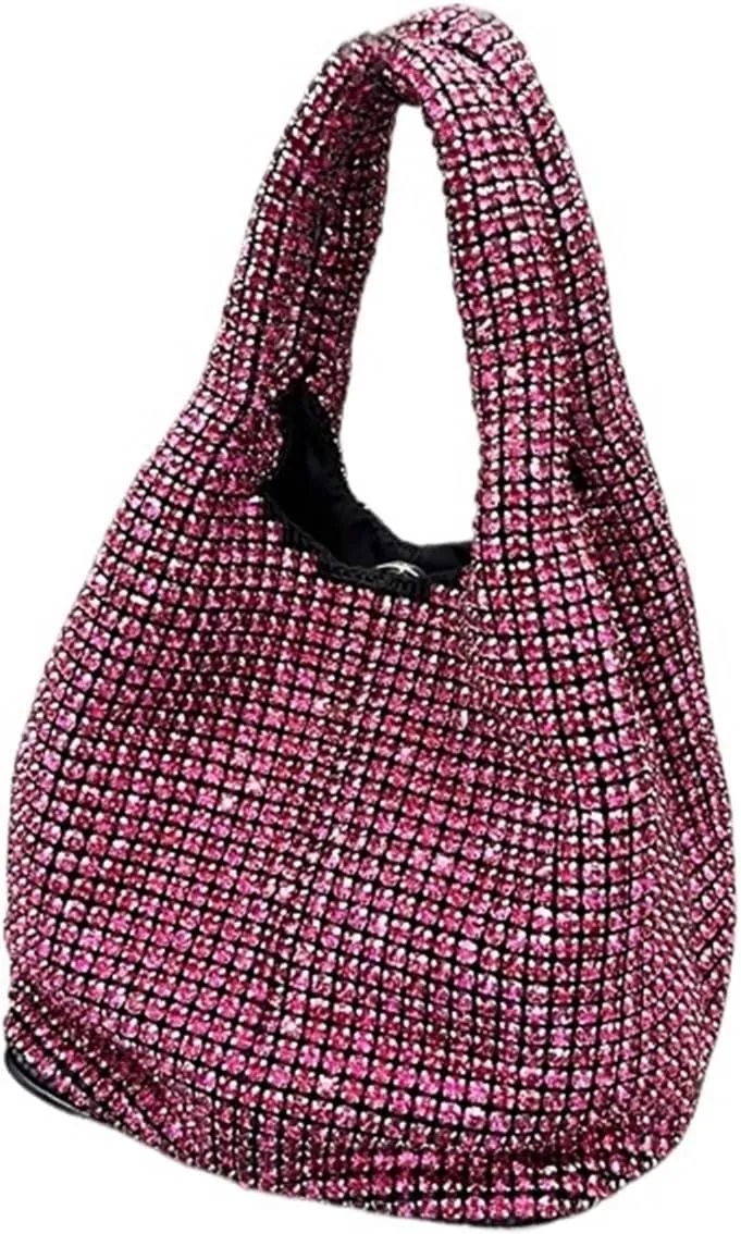 Shiny Crystal Clutch Purse Bucket Shoulder Bag Rhinestone Handmade Purses and Handbags Luxury Designer