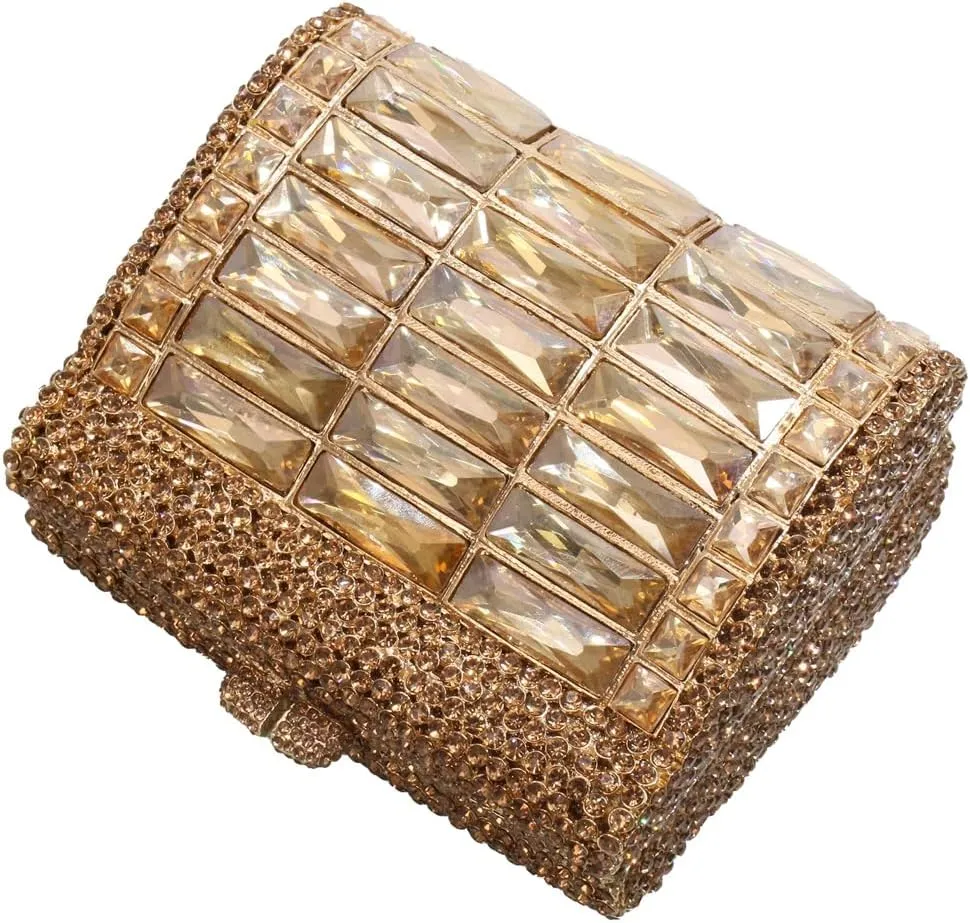 Shiny Rhinestone Evening Clutch Handbag Elegant Crystal Box Purse for Wedding Party Prom