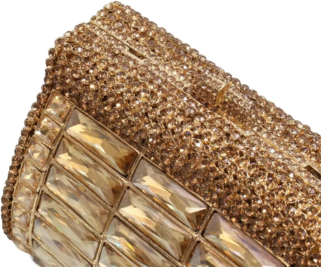 Shiny Rhinestone Evening Clutch Handbag Elegant Crystal Box Purse for Wedding Party Prom