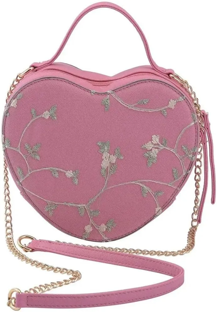 Shop LC Faux Leather Heart Crossbody Bag Zipper Closure Shoulder Strap Tote Bag Birthday Mothers Day Gifts