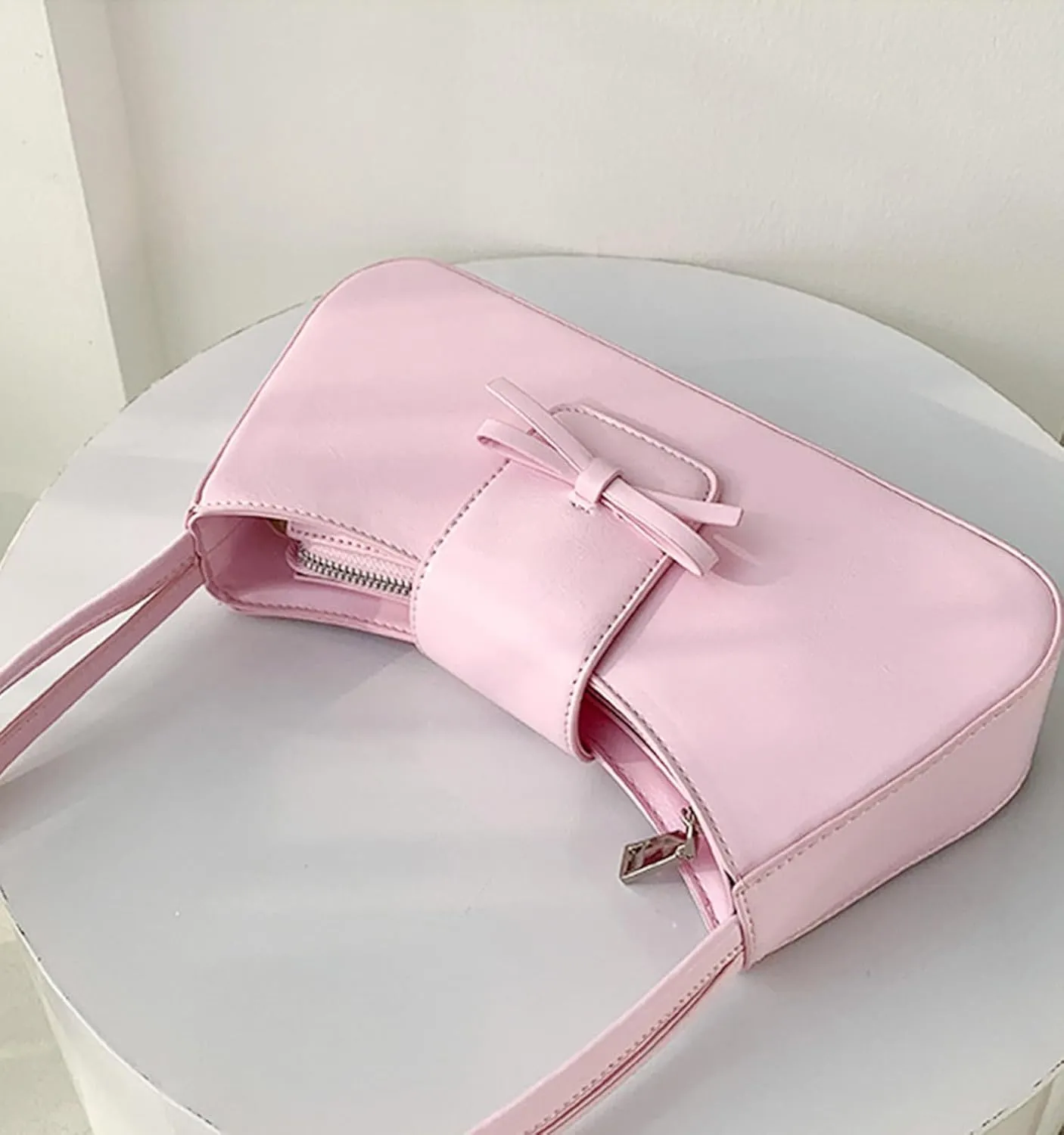 Shoulder Bag for Women, Hobo Handbags Trendy Y2K Purses Patent Leather Clutch Bag Cute Bow Purse