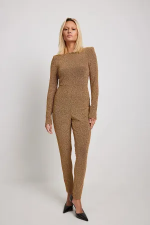 Shoulder Pad Glitter Catsuit