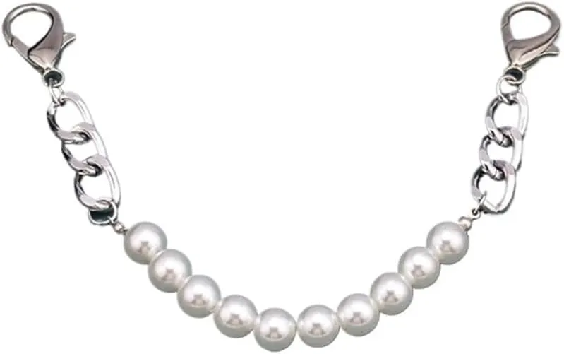 Shoulder Strap DIY Pendant Imitate Pearl Personality Bag Bag Accessories Pants Chain Shoulder Bags Handle Clothing Chain Handbags Strap(Silver)