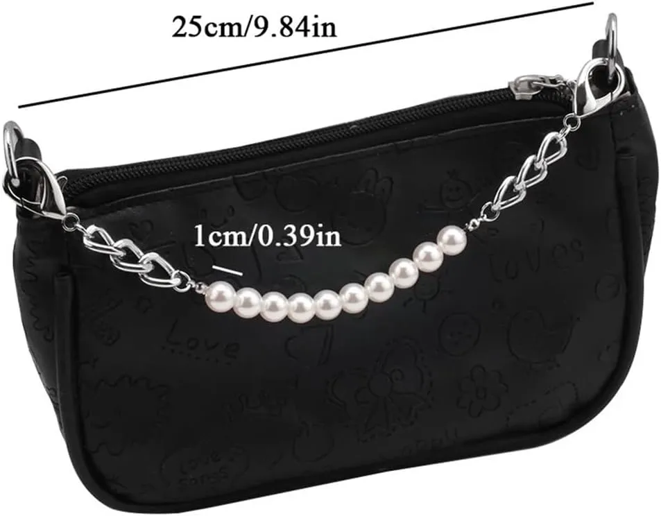Shoulder Strap DIY Pendant Imitate Pearl Personality Bag Bag Accessories Pants Chain Shoulder Bags Handle Clothing Chain Handbags Strap(Silver)