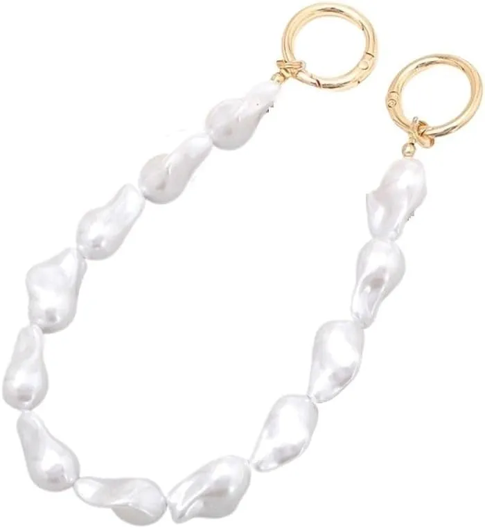 Shoulder Strap Irregular Pearl Chain for Women Girls Handbag Belt Strap DIY Replacement Handle Bag Accessories Handbags Strap(White)