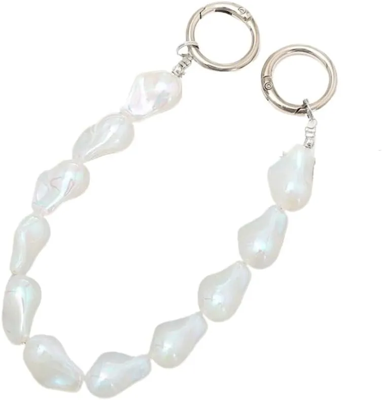Shoulder Strap Irregular Pearl Chain for Women Girls Handbag Belt Strap DIY Replacement Handle Bag Accessories Handbags Strap(White)