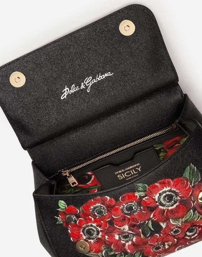 Sicily Floral Bag in Printed Dauphine Leather