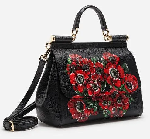 Sicily Floral Bag in Printed Dauphine Leather