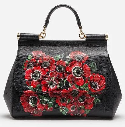 Sicily Floral Bag in Printed Dauphine Leather